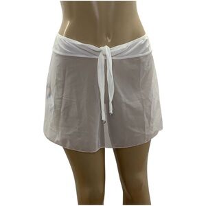 Aurea Rio Size Large White Mesh Skirt W/ Waist Tie. Made in Brazil.New With Tags